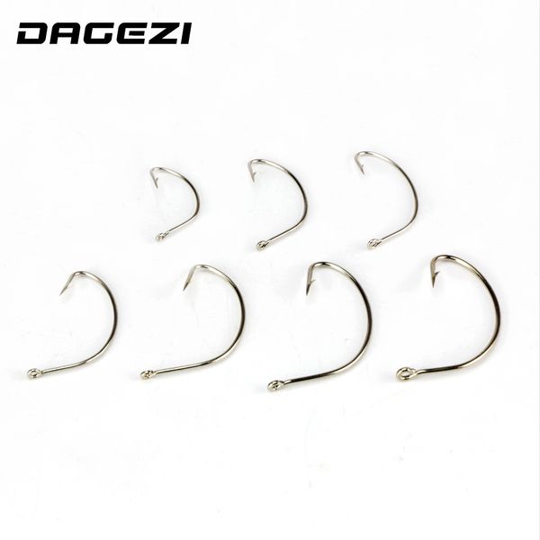 

dagezi new 100pcs/lot black steel fishing hooks 7 sizes super big black barbed bass hook