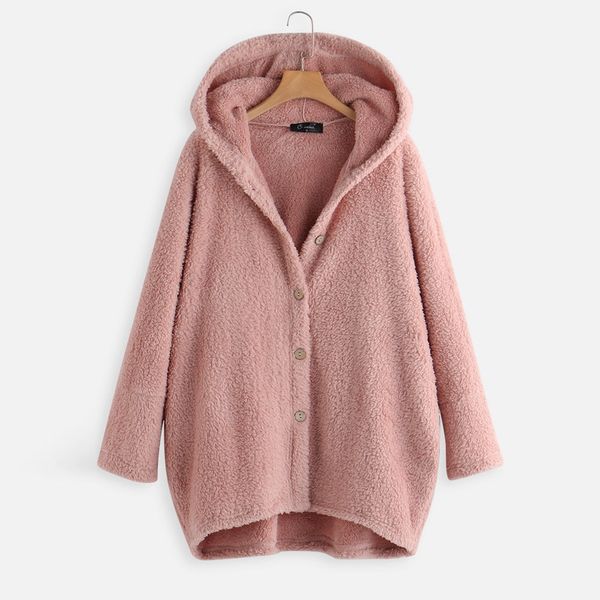 

2019 autumn winter warm coat solid teddy fleece thicken hoodie pullovers sweatshirt hooded jacket for women casual sweatshirts, Black