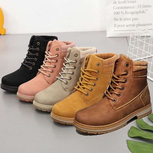 

fashion designer booties winter plus cotton martin boots female england high boots casual large size women's shoes tooling boots, Black