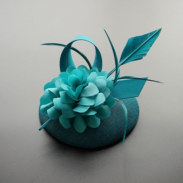 

hair accessories handmade brand feather fascinator hat clip women blue pink red shooting headwear elegant ladies costume party