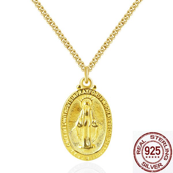 

925 sterling silver virgin mary necklace for women mother of god pendant