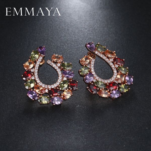

emmaya brand new multi color cz stud earring fashion earrings for women crystal party jewelry, Golden