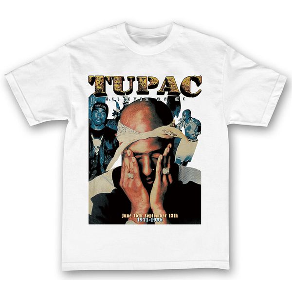 

short hip-hop tribute to tupac portrait print tupac 2pac sleeve cotton rap t-shirt wlcxb, Black