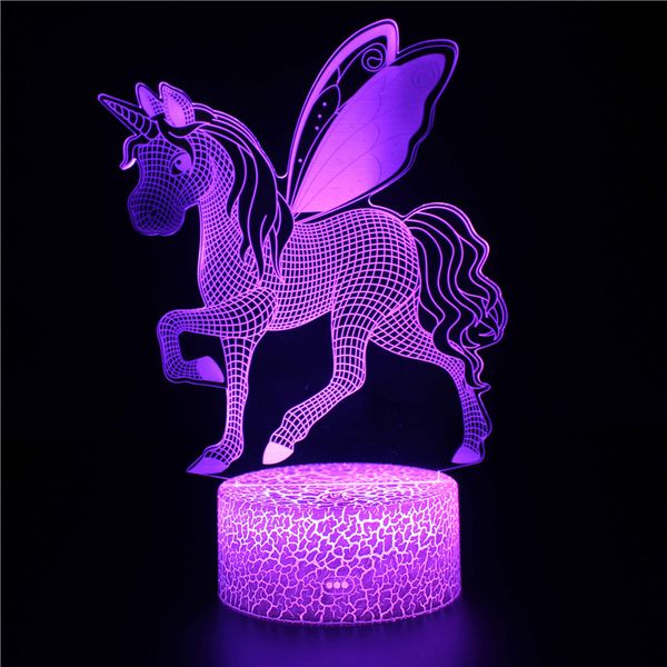 

Unicorn 3D LED Night Light Touch Таблица стол Optical Illusion лампы Elstey 7 Изменение цвета света Unicorn Ноч