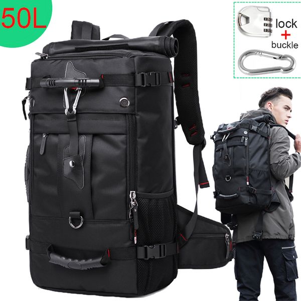 

огромная емкость 50l водонепроницаемый рюкзак для путешествий мужчины женщины альпинистские многофункциональные мужчины рюкзаки сумки на отк
