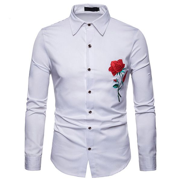 camisa blanca bordada hombrede flores cuello chino camisa blanca bordada hombrede flores cuello chino