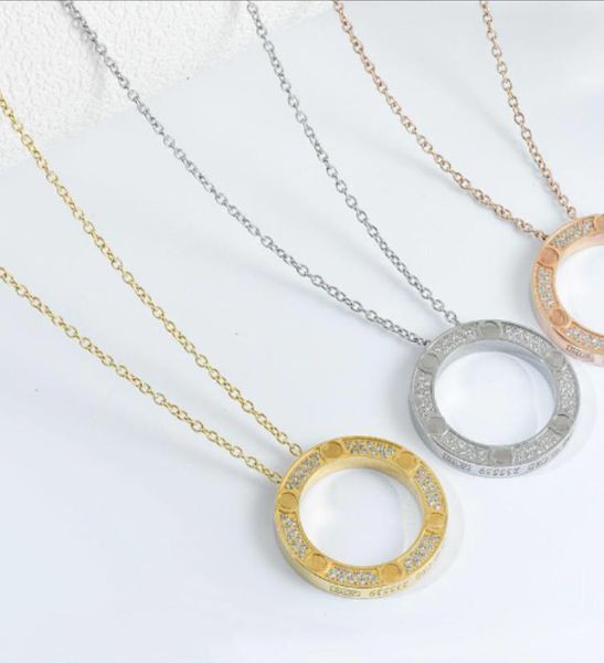 

мода круглые алмазные ожерелье для леди-мужчины и женщин вечеринка свадебные любовники подарка вовлечения для невесты с коробкой, Silver