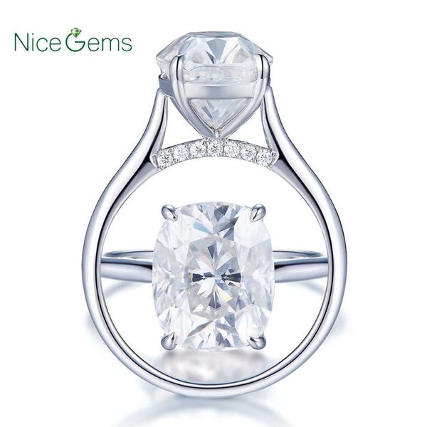 

nicegems 14k белое золото 5 ct подушка форма дробленый кольцо cut муассанит обручальное 4 зубца d цвет для годовщина свадьбы, Golden;silver