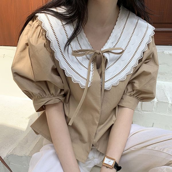 

korean sweet loose sleeve shirt, White