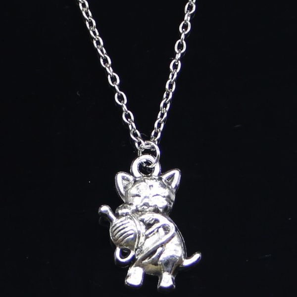 

20 шт. новая мода ожерелье 25x15 мм кошка пряжа мяч серебряные подвески короткие длинные женщины мужчины colar подарок ювелирные изделия кол, Silver