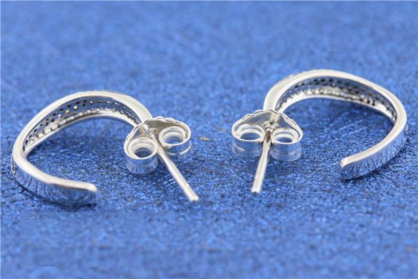 

wholesale- new elegant wave earrings for pandora jewelry with original box 925 sterling silver cz diamond ladies earrings gift, Golden;silver