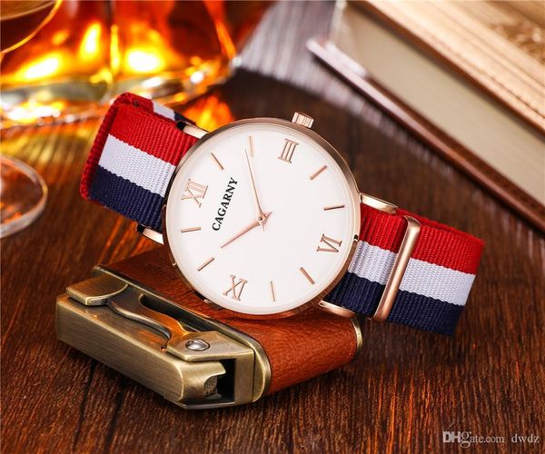 

2019 mens rose gold nylon strap fashion quartz watches womens dress elegant retro watch men full slim waterproof male clock c13, Slivery;brown