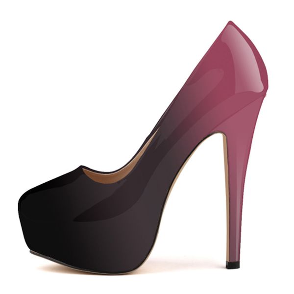 

loslandifen gradient color stiletto sandals women almond toe pumps platform stripper ultra very high heel party shoes 34-42, Black