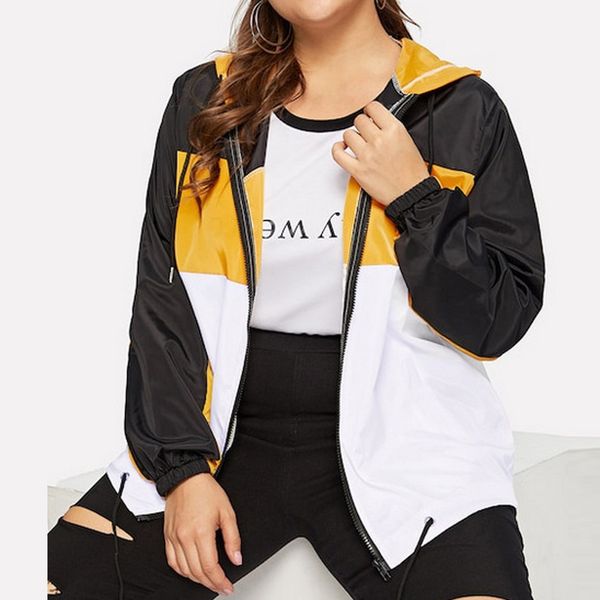 

женщина winter jack plus размер лоскутная zipper весна осень ветровка женщин с капюшоном куртки тонкий спорт пальто 5xl розовый зеленый желт, Black;brown