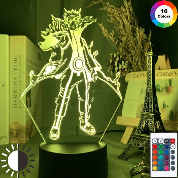 

3d lamp japanese anime naruto kurama figure nightlight gift for kids child bedroom decoration color changing led night light