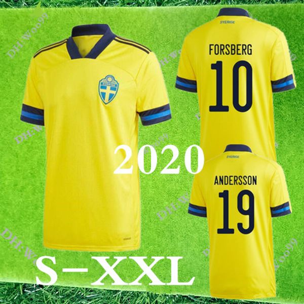 

2020 sweden national soccer jersey home ibrahimovic kallstrom forsberg 20 21man football shirts s-xxl, Black;yellow