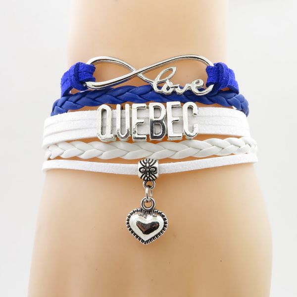 

infinity love quebec bracelet heart charm bracelet love quebec city flag bracelet & bangle for woman and man jewelry, Golden;silver
