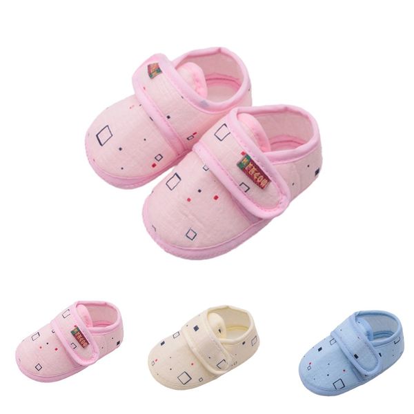 

newborn baby shoes girl&boy soft sole non-slip block printed footwear cotton fabric crib shoes baby schoentjes meisje chaussures