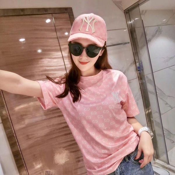 

2020 web celebrity dazzle door goddess of the same round neck female retro printed embroidered letters t-shirt short-sleeved blouse female, White