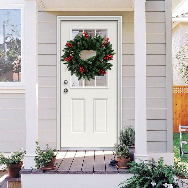 

40/50cm artificial pine cone berry wreath garland xmas front door wall decor