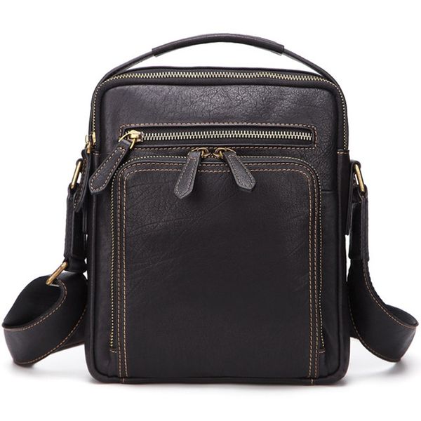 

men bag shoulder crossbody genuine leather messenger bag retro small male pack back flap business travel handbags gift