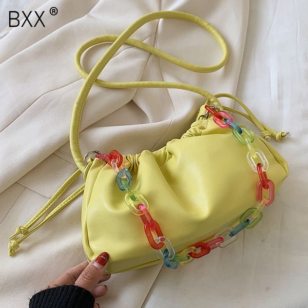 

bxx] solid color pu leather cloud pleated shoulder bags for women 2020 fashion handbags female travel bag totes hm038