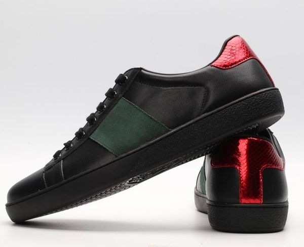 

with box 2019 fashion stripes green red embroidered sneakers ace black genuine leather mens women casual designer shoes c13
