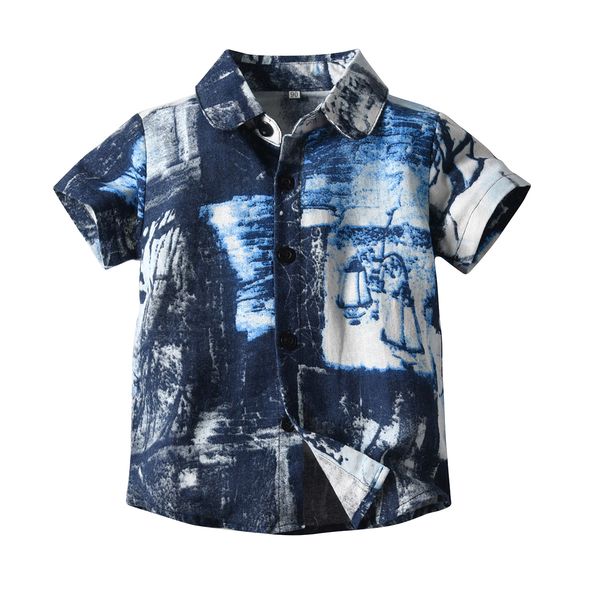 

Fashion Boy kids clothing shirt summer short sleeve Turn Down collar Beach Holiday Shirt 100% cotton Summer Casual shirt clothing