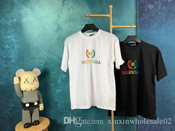 

европа франция 20ss весна и лето новейшая высококачественная мода радужная пшеничная печать высококачественный хлопчатобумажный топ досуг ди, White;black