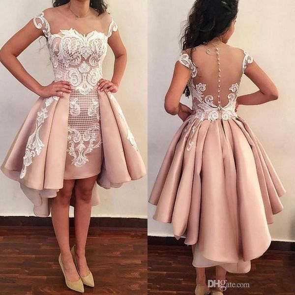 

new pink cocktail dresses 2020 sheer back sheath appliques cap sleeves mini short prom evening gowns custom made homecoming dress, Black
