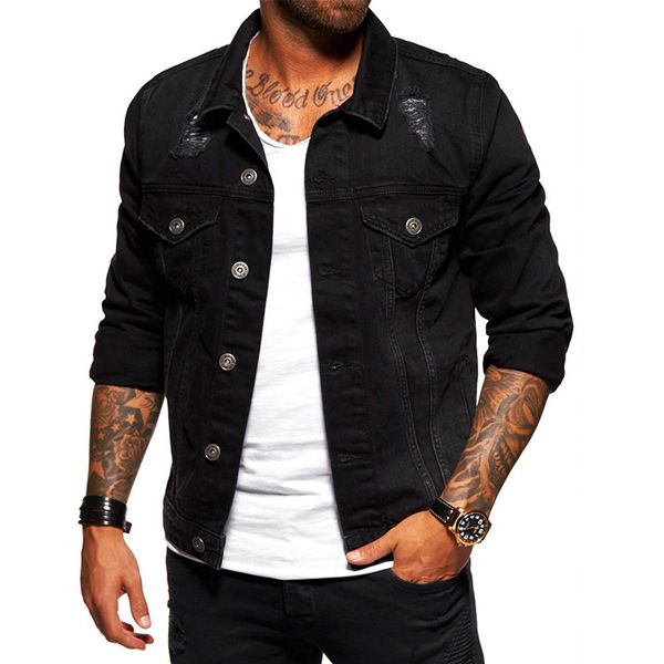 

fashion men with holes thick winter pocket men's denim jacket d895 900g, Black;brown