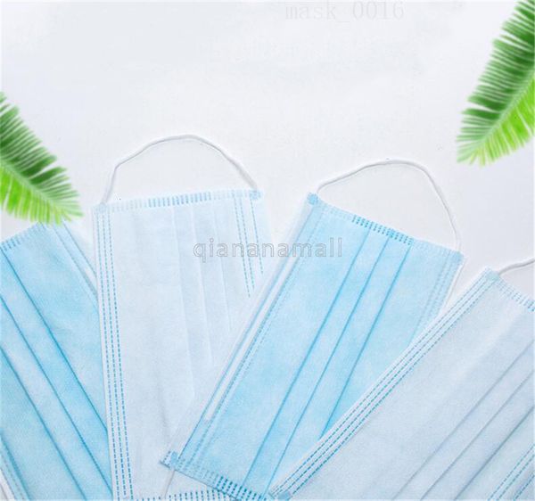

face 3 50pcs mascara disposable layers blue 4ply mouth cover masks earloop non woven fabric 48h ship dhl shipping in stock 775x