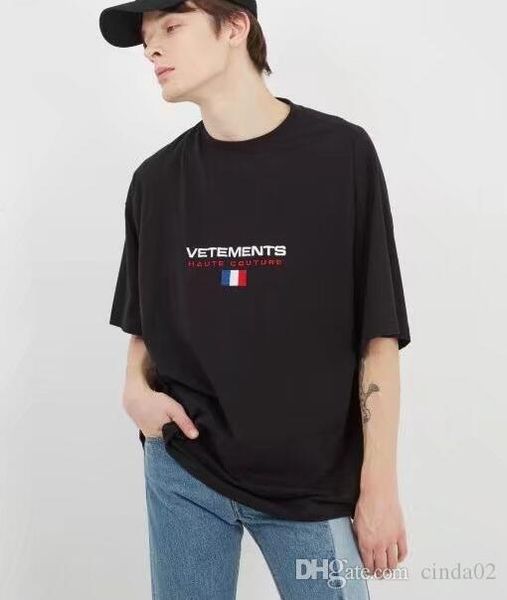 

embroidery short sleeve vetements t shirts women men france flag hiphop tees vtm t shirt