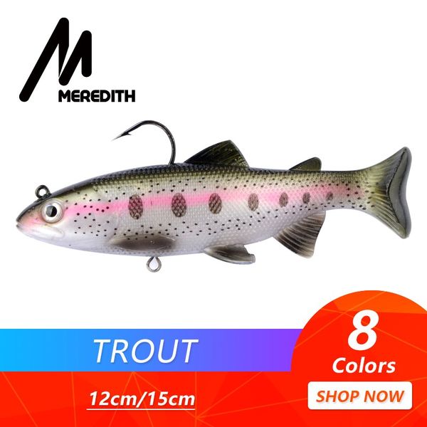 

meredith trout 12cm 15cm lead head pvc fishing lures swimming artificial baits t tail silicone lead soft lures swimbait wobblers