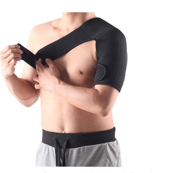 

black shoulder support men protector sport brace wrap anti slip gym adjustable, Black;blue