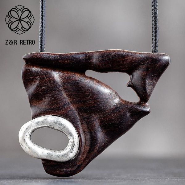 

geometric wood accessories bijouterie female pendant jewelry on the neck decoration gift large massive necklace for women lovers, Silver