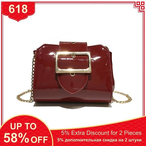 

fashion luxury handbag pu leather women bag 2020 ins patent leather bright shell small square chain shoulder bag