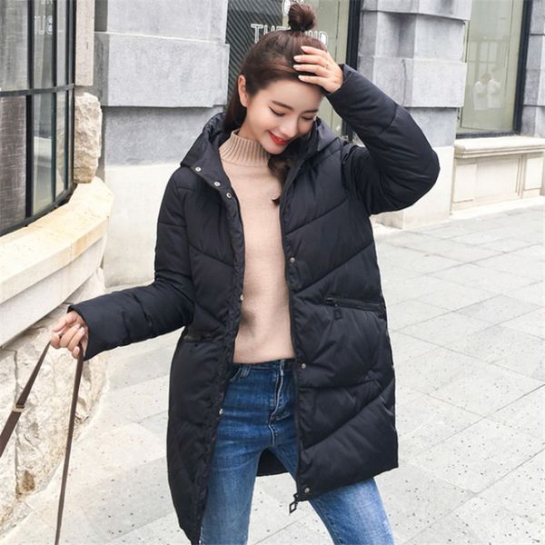 

winter jacket women 2019 new long cotton thickening loose hooded korean coats plus size winter clothing kurtka zimowa damska, Black