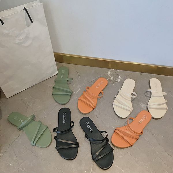 

rubber slippers slides sandal leather sandals male beach female summer 2019 ladies low flat modis lady slates new flavors pu, Black
