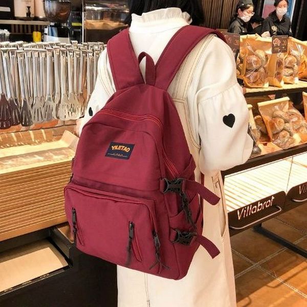 

студент рюкзак женщины ранцы для девочек-подростков bagpack большой емкости nylon solid college high school back pack женщины 2020