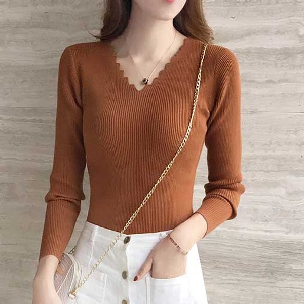 

women's sweaters autumn winter women black white sweater solid knitted pullovers long sleeve v-neck basic office 2021, White;black