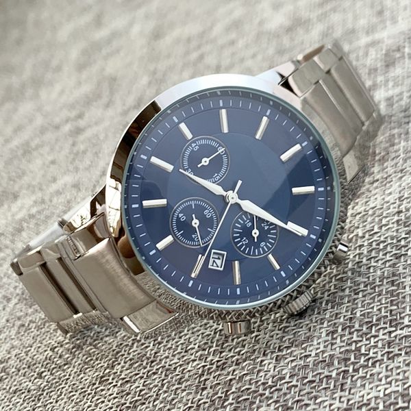 

2020 sell popular calendar clock simple style steel man watches fashion dress watch with date watch wristwatch chronograph, Slivery;brown