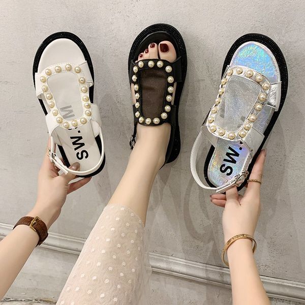 

clear heels 2020 summer female sandal sandals sale of women's shoes buckle strap ladies woman fashion lady low beige, Black