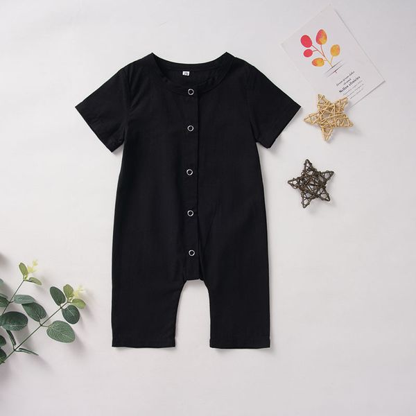 

jumpsuits baby girl clothes 2021 summer born solid color short-sleeved jumpsuit children single-row button sunbathing, Blue