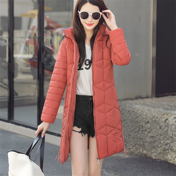 

medium long cotton quilt 2019 winter fashion new large size loose hooded warm cotton jacket tide h00406, Black
