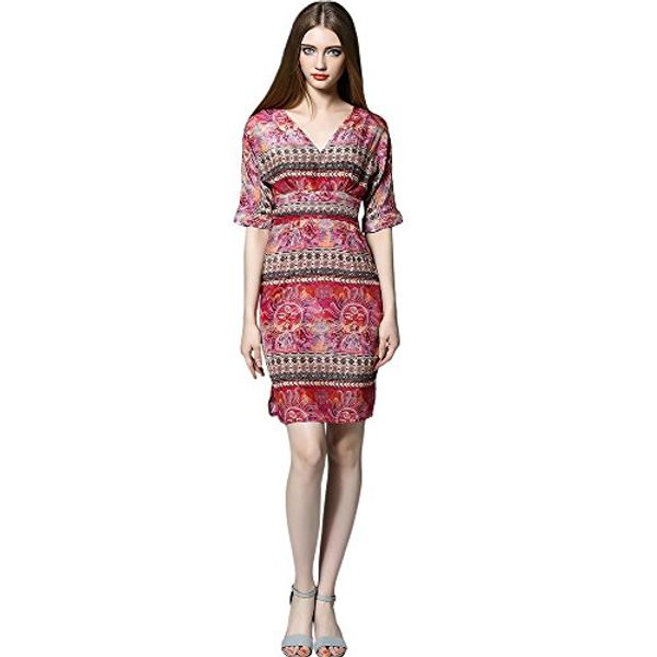 

dezzal women's bohemian v-neck tie back bodycon dress, Black;gray
