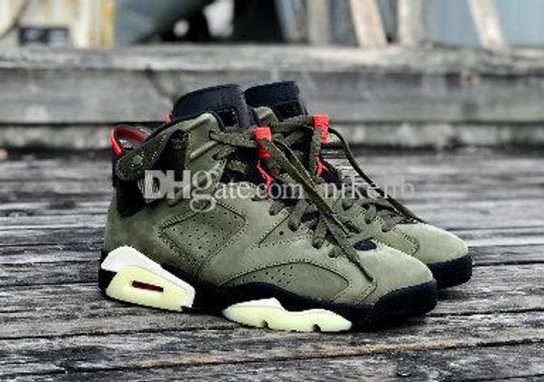 

travis x 6 doernbecher medium olive cactus jack mens basketball shoes 6s men designer triple sneakers 40-46