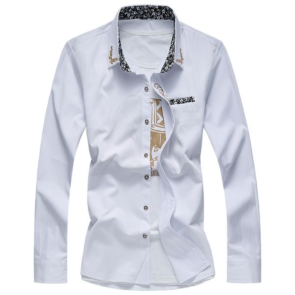 

casual shirts for men solid color long sleeve brand autumn large size fashion leisure shirts slim fit male 5xl 6xl 7xl gent life, White;black