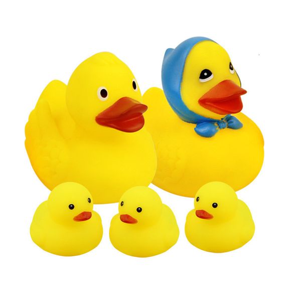 

cute 5 pcs the rubber family baby rattle squeeze bb bath water race squeaky yellow toys duck