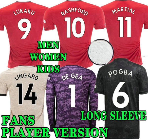 

pogba soccer jersey full player version fan 2019 2020 lingard lukaku rashford man women football shirt united utd 19 20 kid kit manchester, Black;yellow